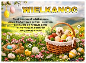 Koszyczek wielkanocny pełen tradycyjnych potraw
